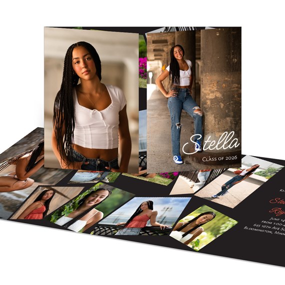 graduation announcement with photo placeholders and text area