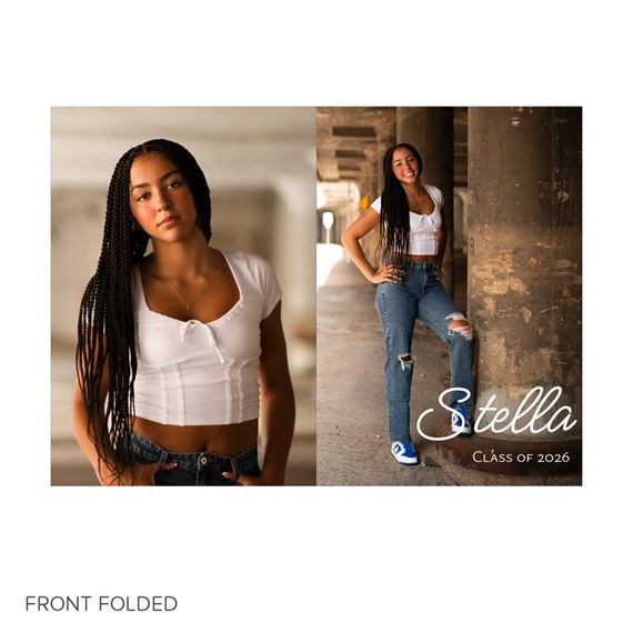 graduation announcement with photo area and text