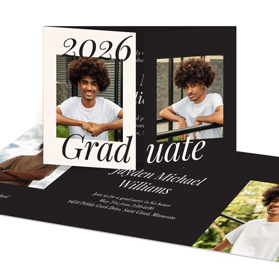 graduation invitation with photo placeholders and text