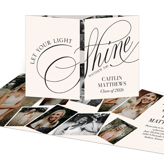 graduation invitation with photo placeholders and decorative text