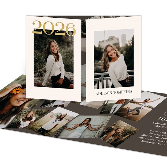 graduation announcement with photo placeholders and event details