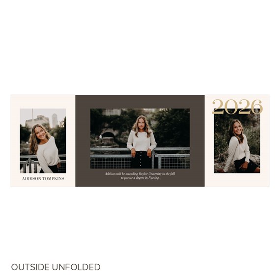 graduation announcement with photo placeholders and printed text