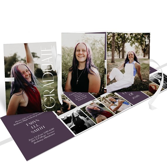 graduation announcement with photo placeholders and customizable text area