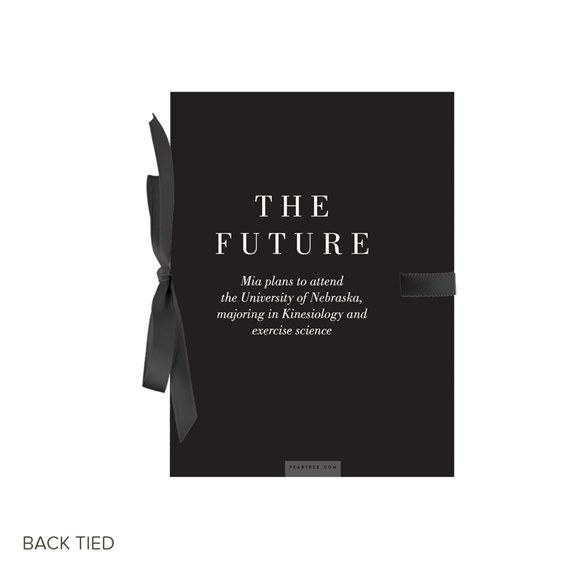 black invitation card with ribbon and customizable text area