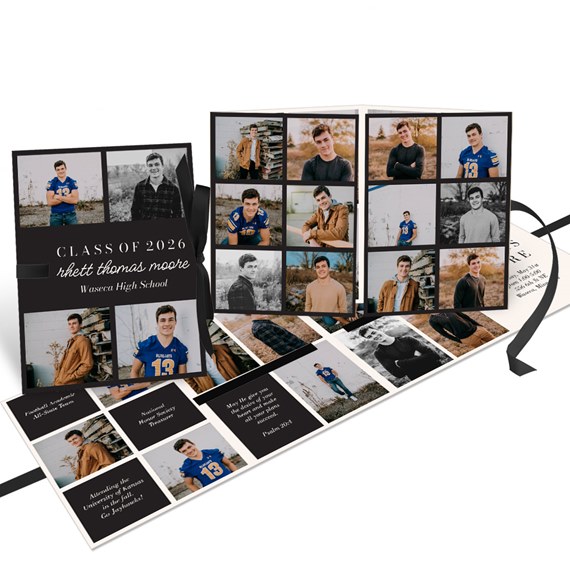 graduation invitation with photo placeholders and text