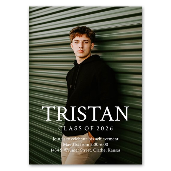 graduation announcement with photo area and customizable text