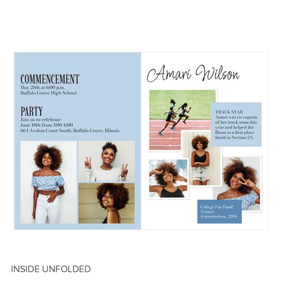 graduation announcement with photo area and event details