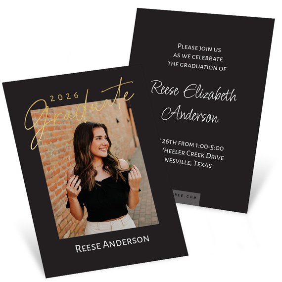 graduation invitation with photo area and event details