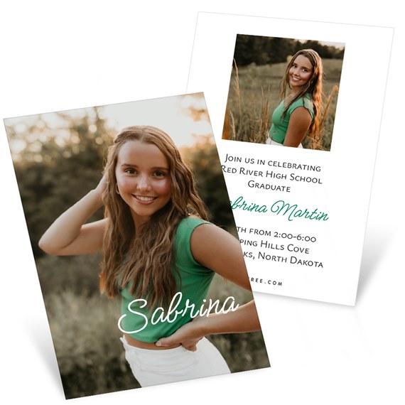 mini graduation invitation with photo placeholder and event details
