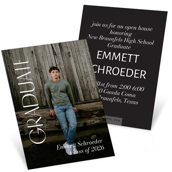 graduation invitations with photo area and event details