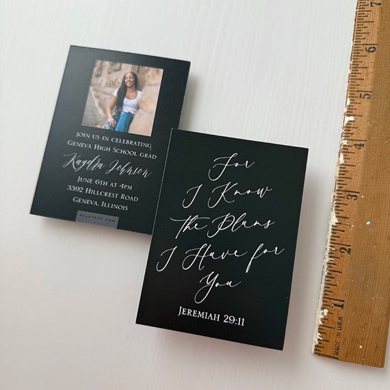 mini graduation invitations with photo area and decorative text