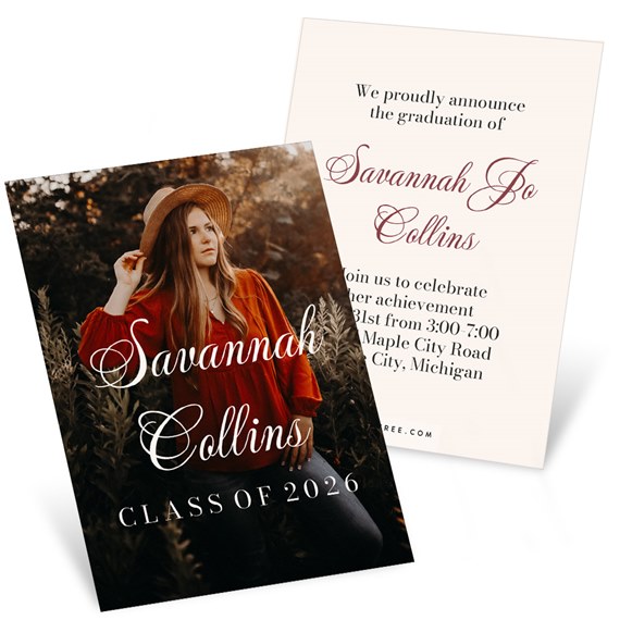 graduation announcement with photo placeholder