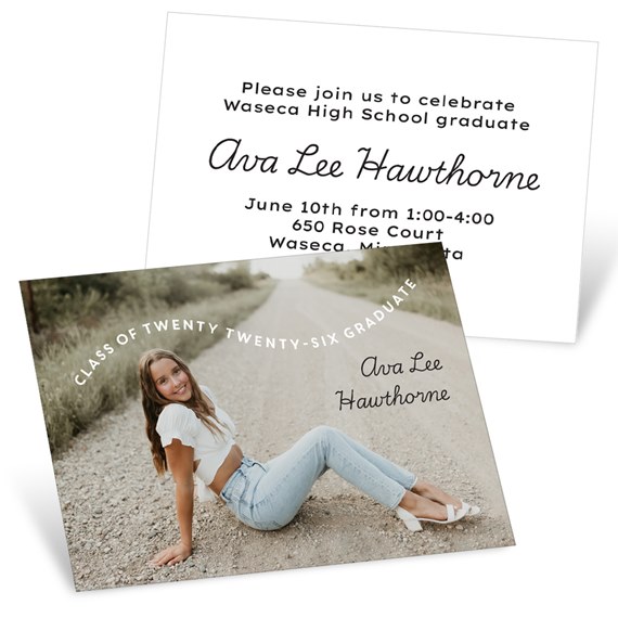 graduation invitation with photo area and event details