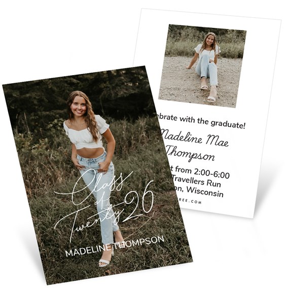 graduation party invitation with photo area and text