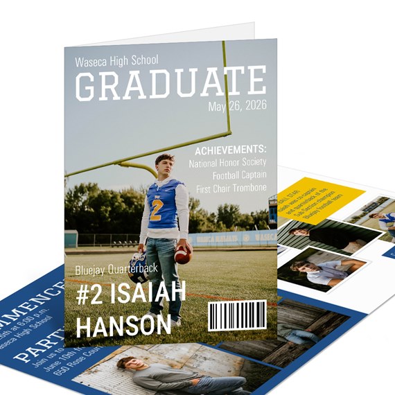 graduation invitation with photo placeholder and achievements text