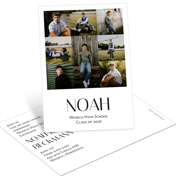 graduation announcement postcard with photo placeholders