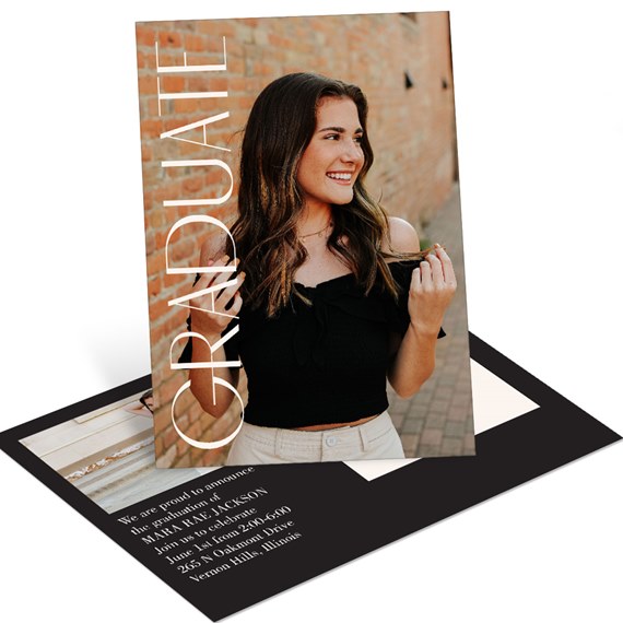graduation announcement postcard with photo placeholder