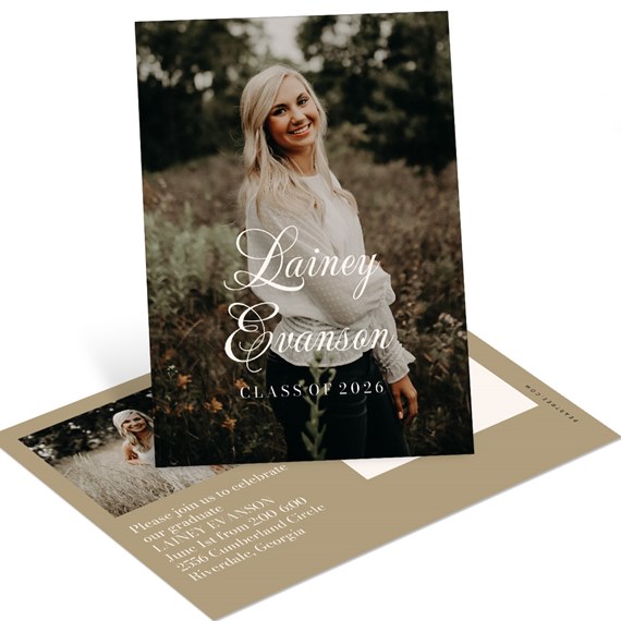 graduation announcement postcard with photo placeholder