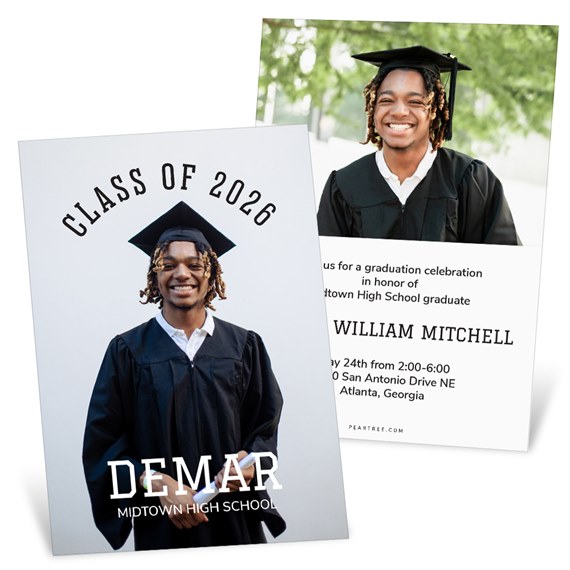 graduation invitation with photo area and event details