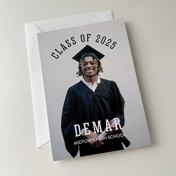 graduation invitation with photo area and text