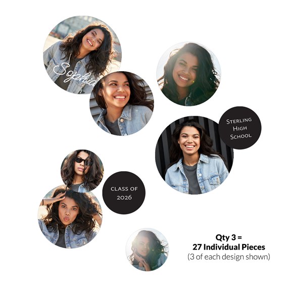 multiple photo placeholders with text elements
