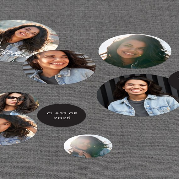 multiple photo placeholders with text area