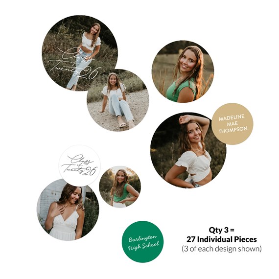 multiple photo placeholders with text elements