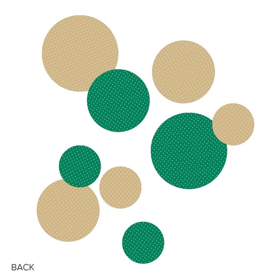 polka dot circles design in green and beige