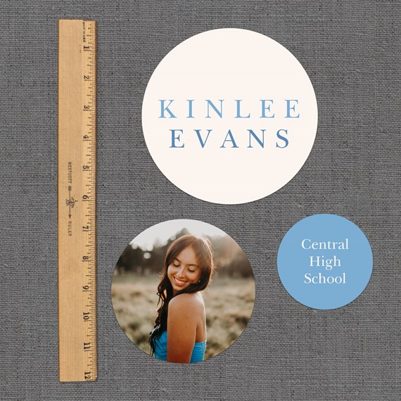 name tag with photo area and school name