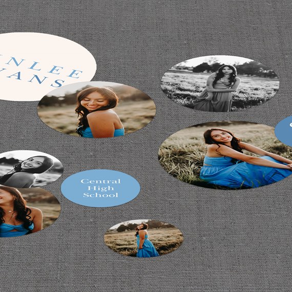 photo placeholders with text area on gray background