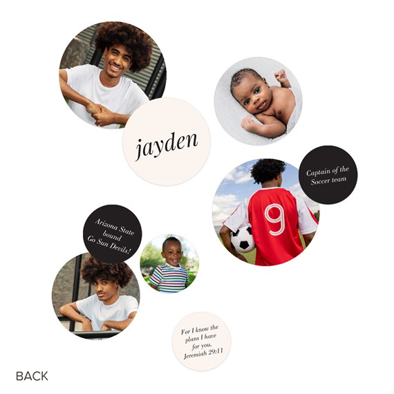 multiple photo placeholders with text areas