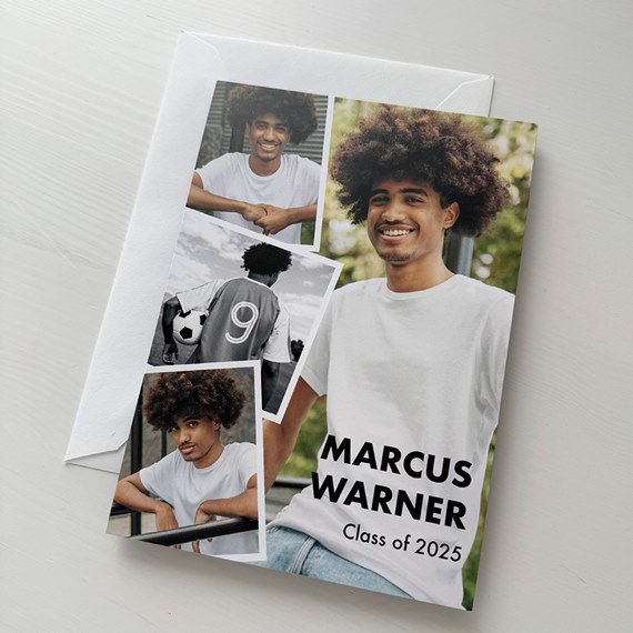 graduation invitation with photo collage and customizable text area