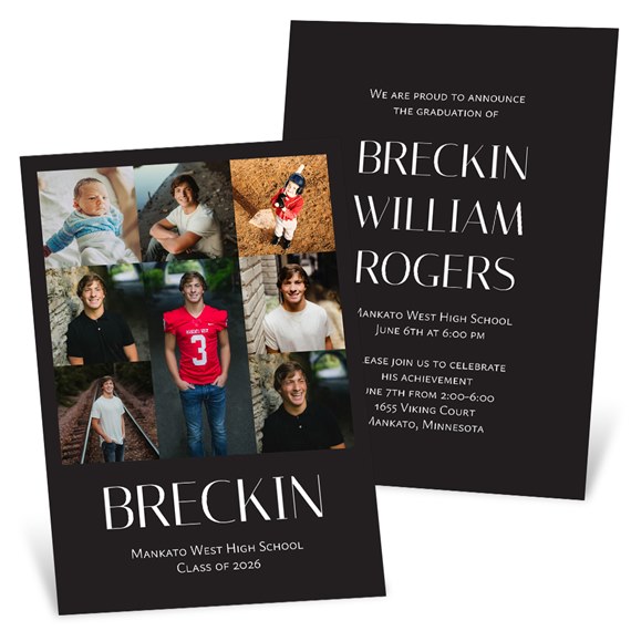 graduation invitation with photo placeholders and event details