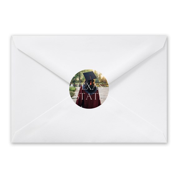 envelope with photo placeholder and text seal