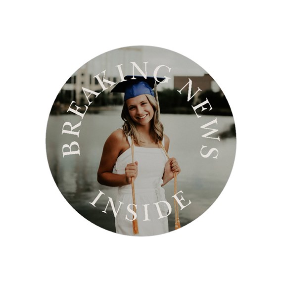 circular envelope seal with text and photo placeholder