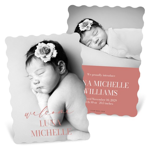 birth announcement with photo area and text