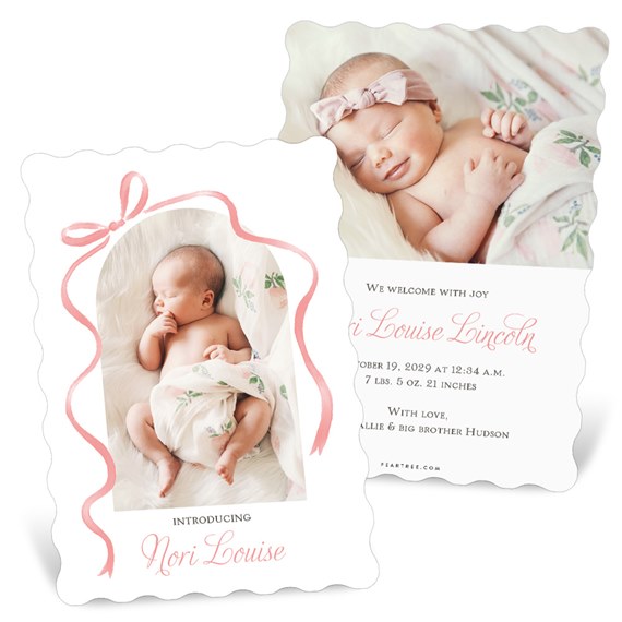birth announcement cards with photo placeholders and floral design
