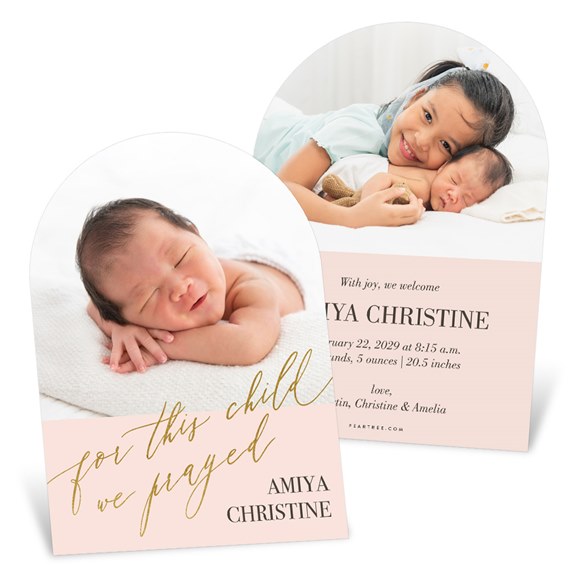 two birth announcement cards with photo placeholders