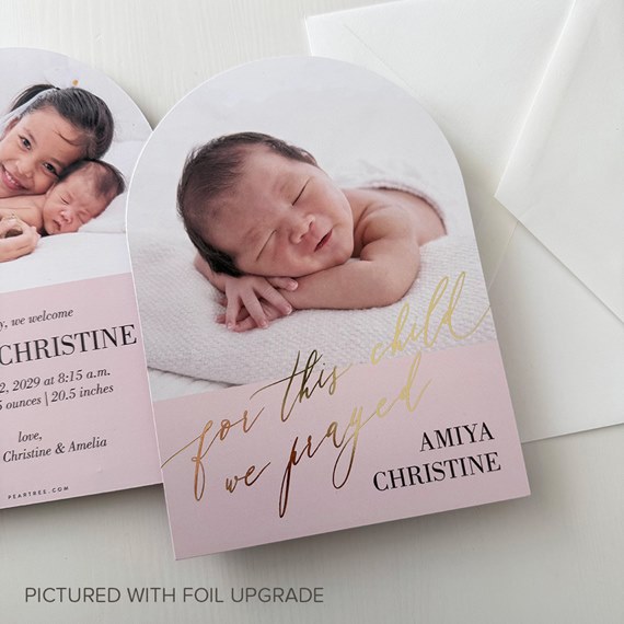 birth announcement card with photo area
