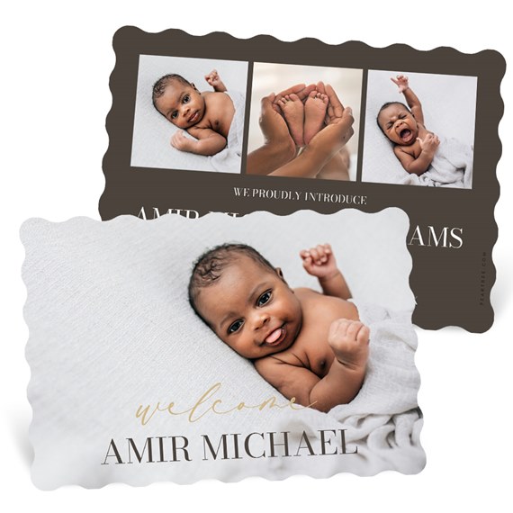 collage birth announcement card with photo placeholders