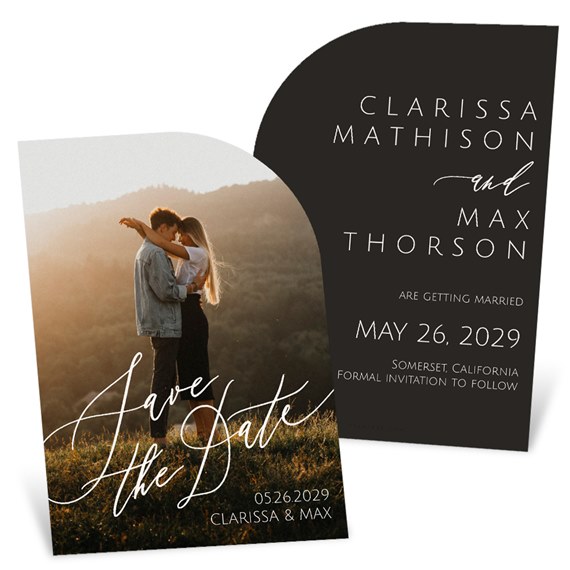 Save the Date card with photo area and text