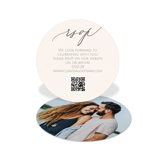 circular rsvp card with photo area