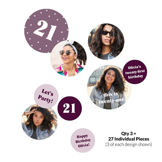 party confetti design with photo placeholders and birthday text