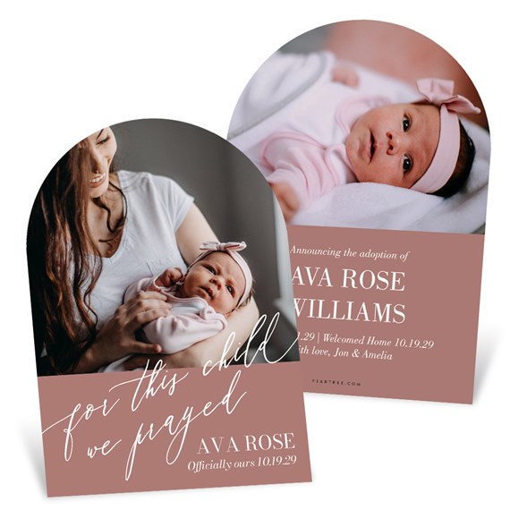 adoption announcement card with photo areas