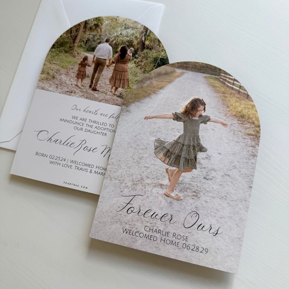 adoption announcement card with photo area