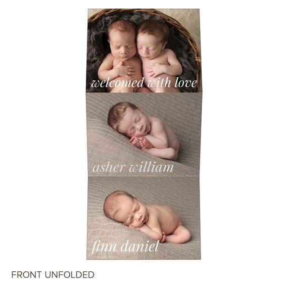 birth announcement with photo areas and text