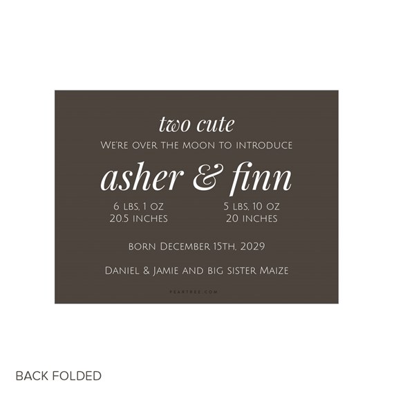 birth announcement card with customizable text area