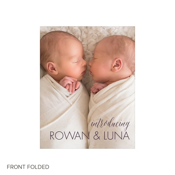birth announcement with photo placeholder for twins