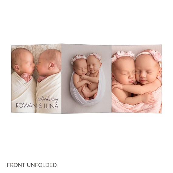 birth announcement with photo area for twins
