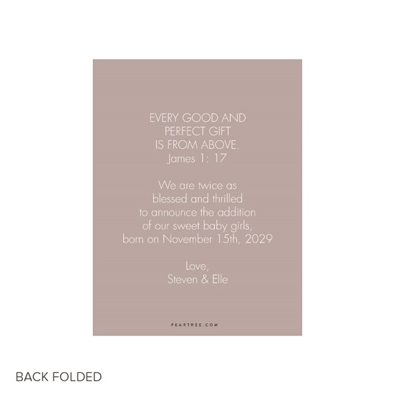 birth announcement card with text area